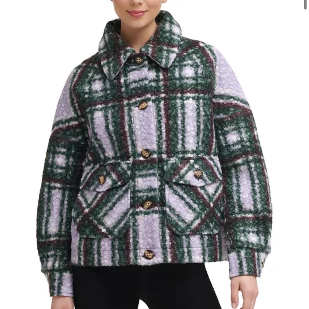 Calvin Klein Teddy Jacket Green and Purple Oversized Fit